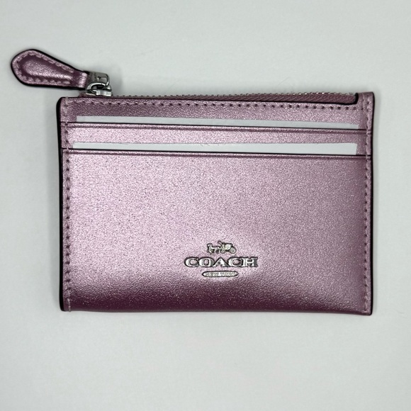 Coach NWT Pink Pearl Metallic Mini Skinny ID Case with Key Ring - Picture 3 of 5